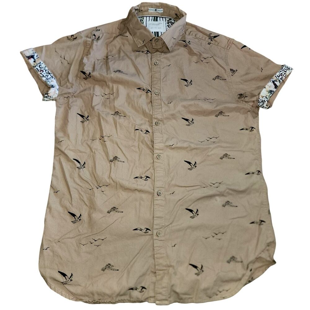 Denim & Flower by Ricky Singh bird print short-sleeve button-up shirt Small